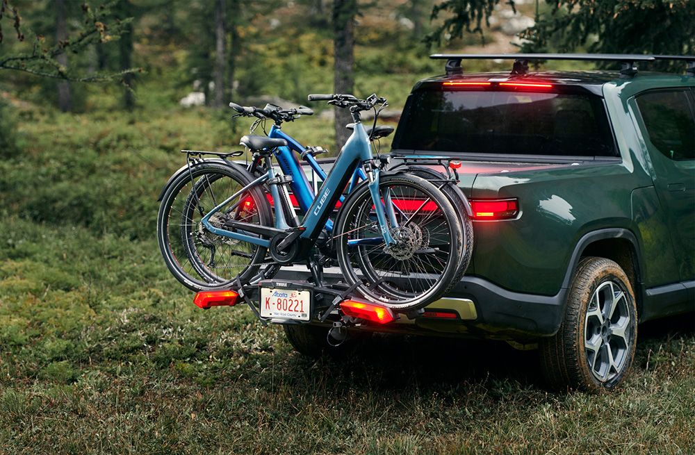 Bike rack on the back of a truck